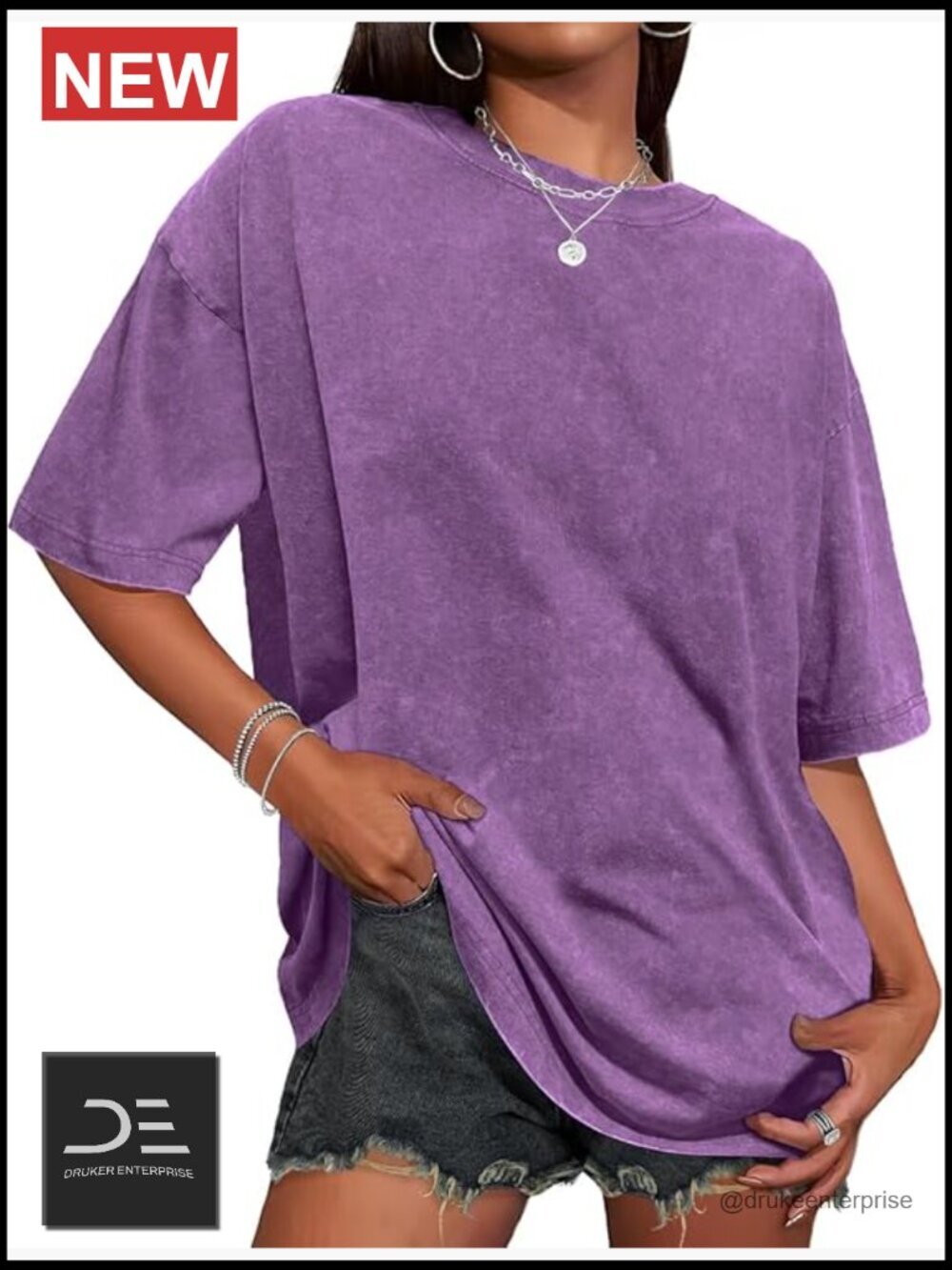 Oversized Short Sleeve Crew Neck Vintage Washed Loose Casual Cotton T-Shirt